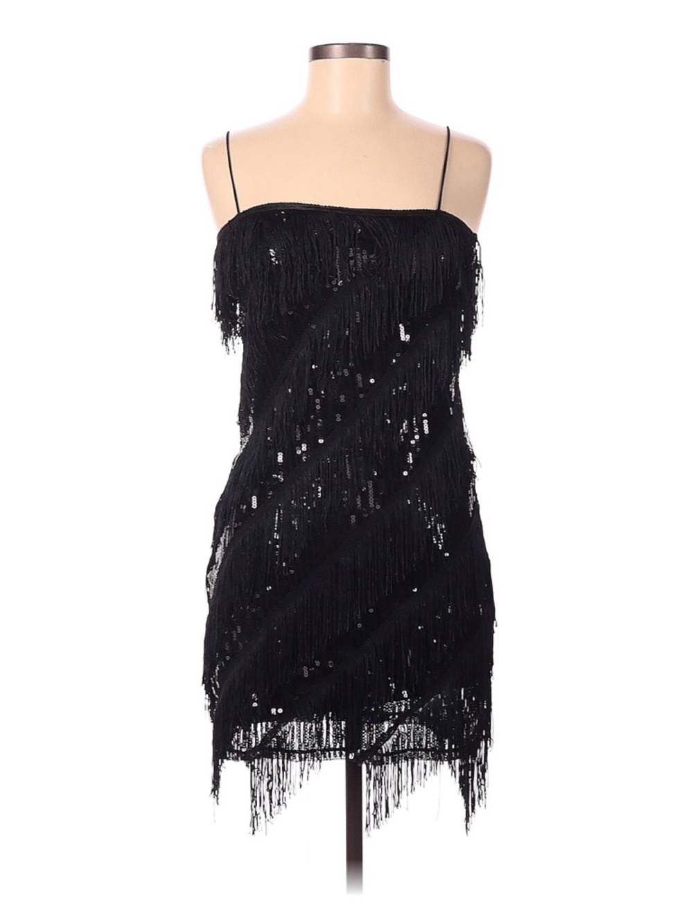 Forever 21 Black Sequin Fringe Mini Dress